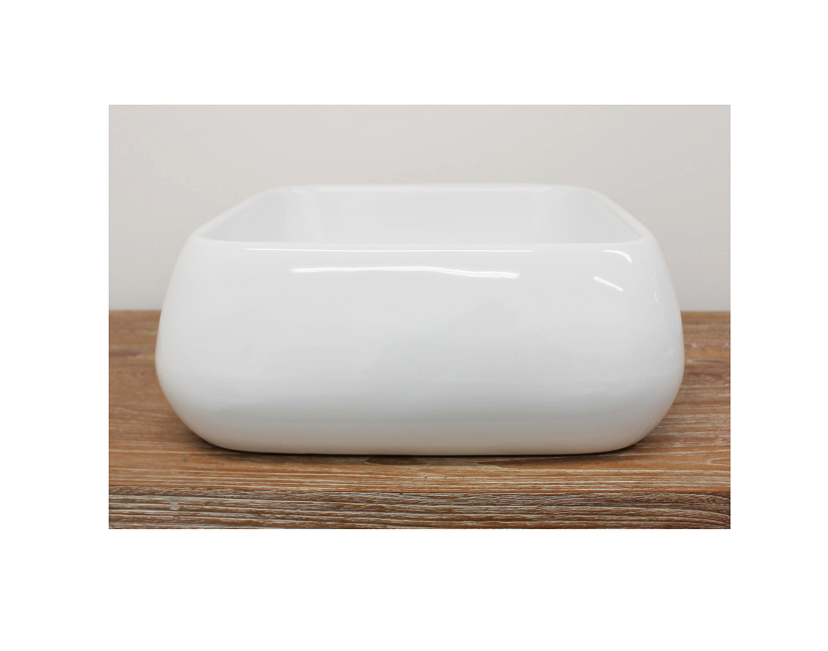 410*410*155 KROHLI BAUBLE SQUARE WHITE GLOSS COUNTER BASIN