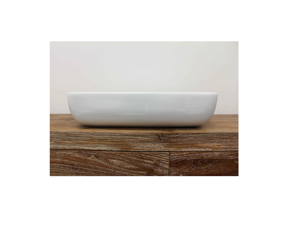 490*400*120 KROHLI SEAMLESS RECTANGLE CURVE WHITE GLOSS COUNTER BASIN