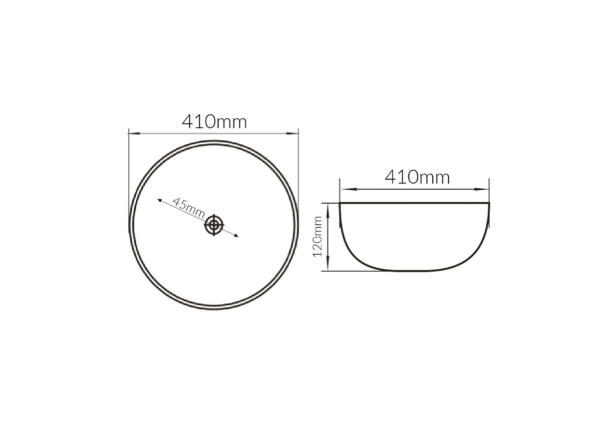410*410*120 KROHLI ROUND WHITE GLOSS CERAMIC VANITY BASIN