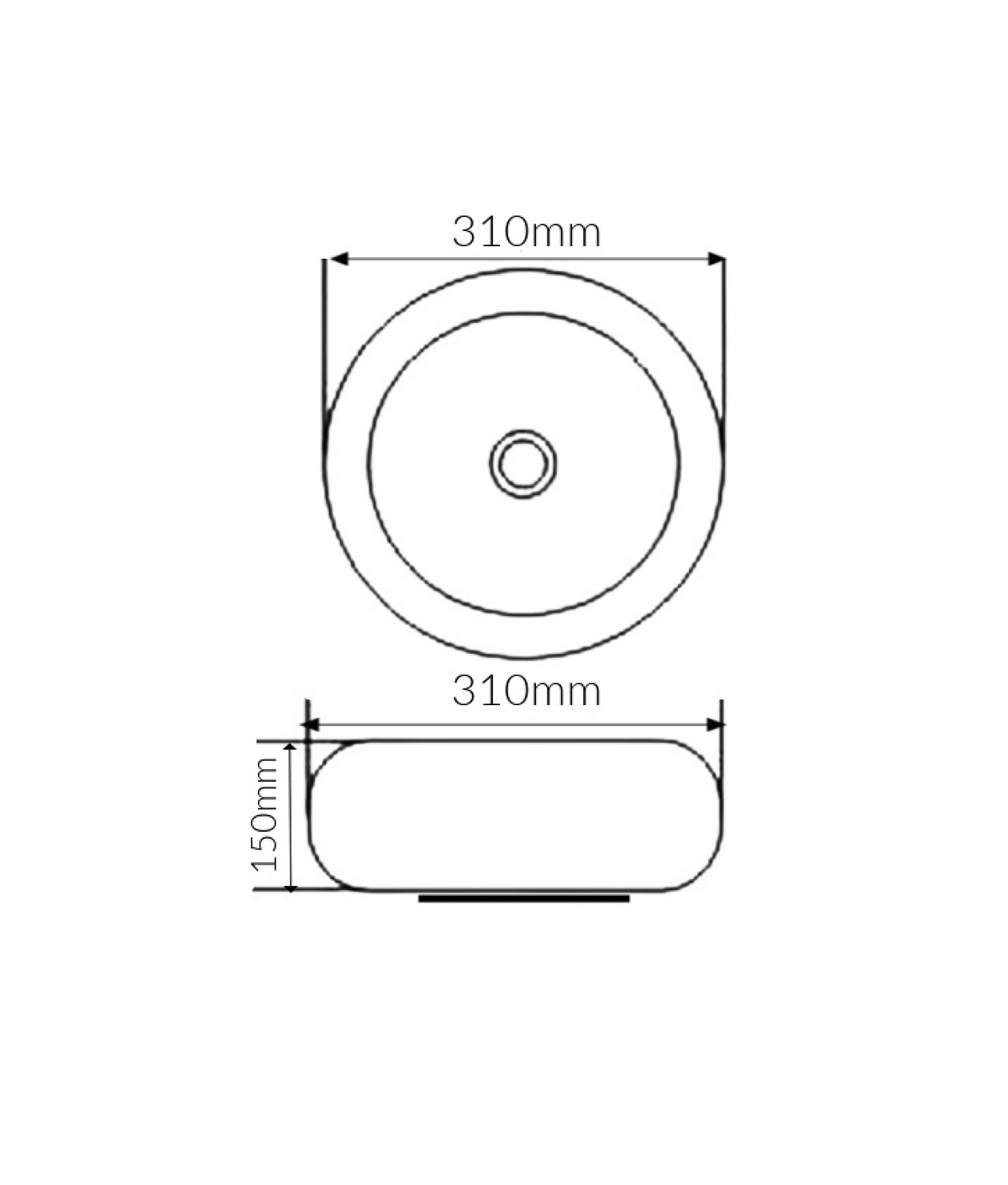 310*310*150 KROHLI BAUBLE ROUND WHITE GLOSS COUNTER BASIN