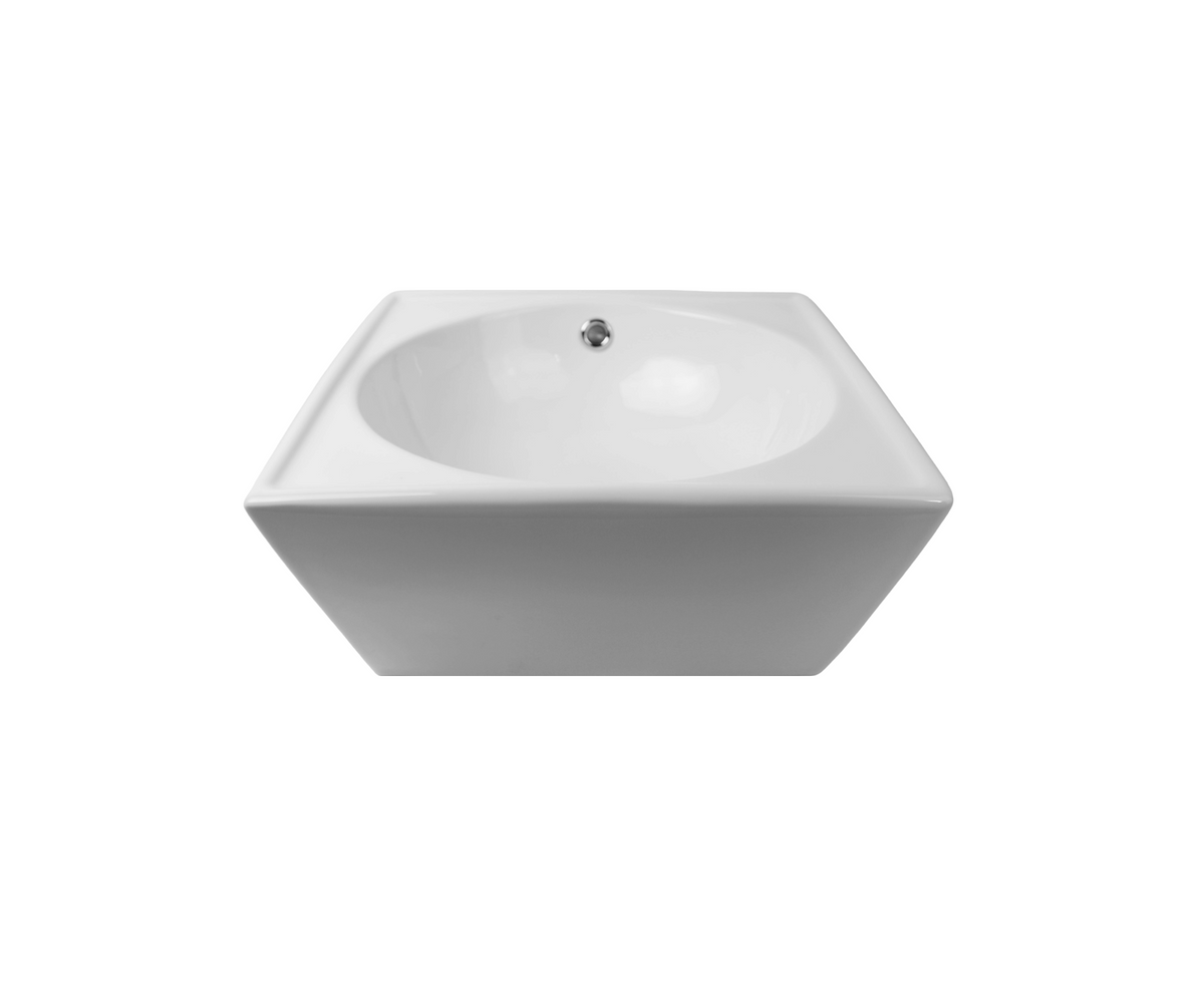 420*420*180 KROHLI LIANA SQUARE TAPERED WITH OVERFLOW WHITE GLOSS COUNTER BASIN