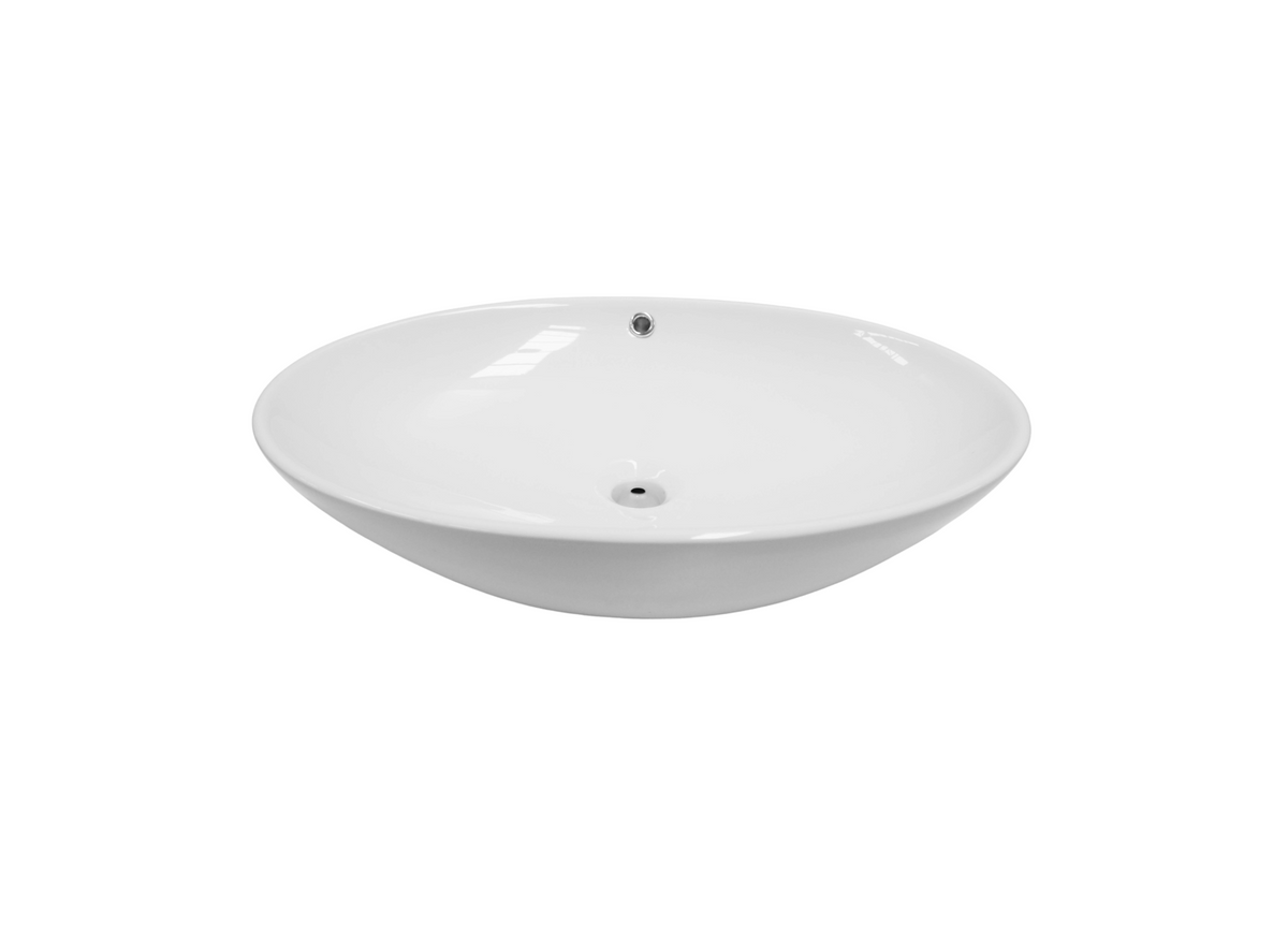 630*415*150 KROHLI TAPERED OVAL WITH OVERFLOW WHITE GLOSS COUNTER BASIN