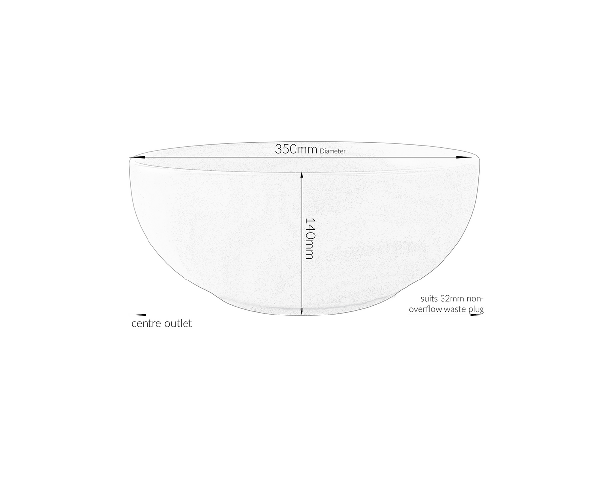 350*350*140 KROHLI Round Matte Creamy Pink Compact Countertop Vanity Basin