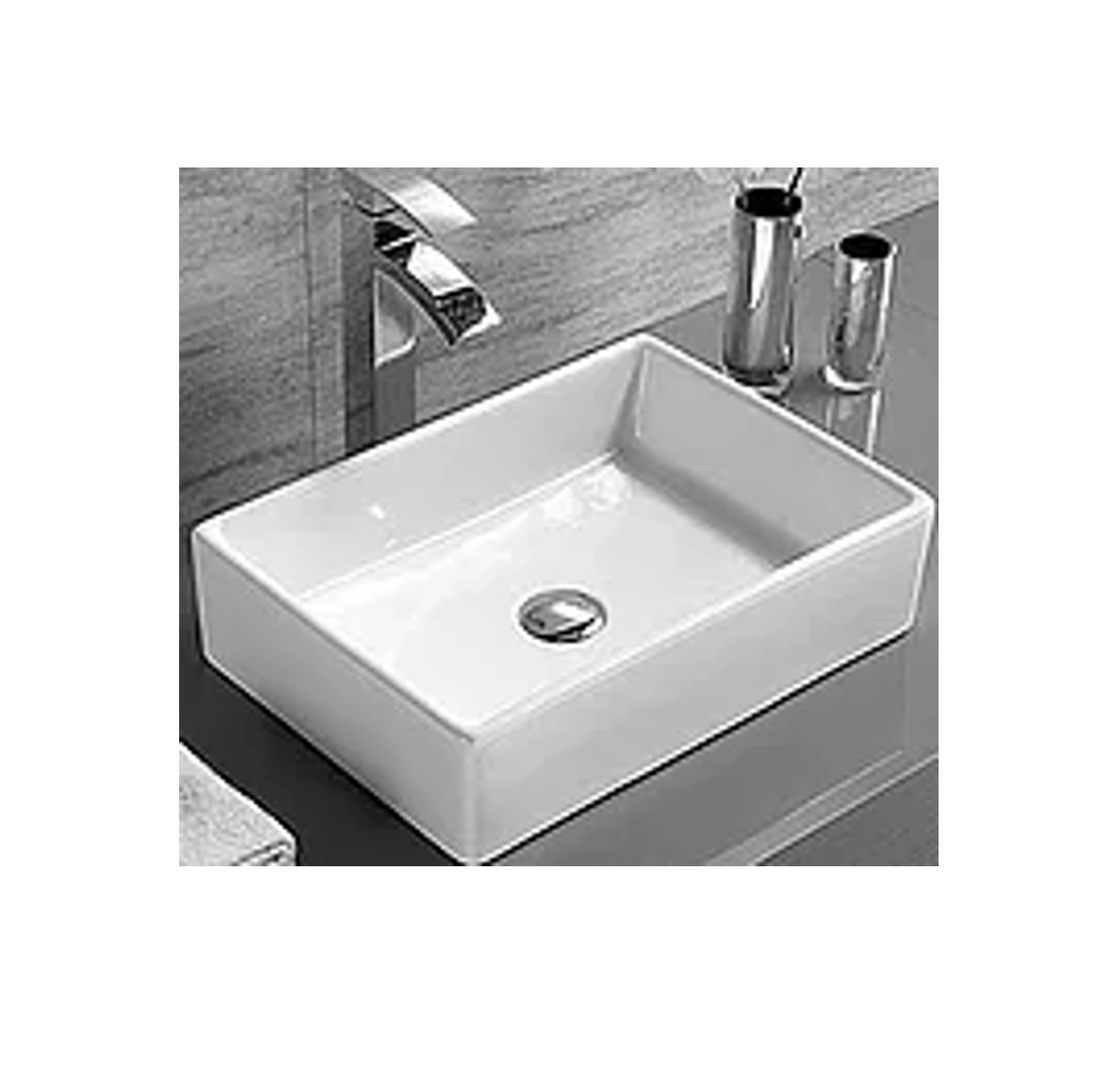 470*330*120 KROHLI Rectangle White Gloss Ceramic Counter Basin