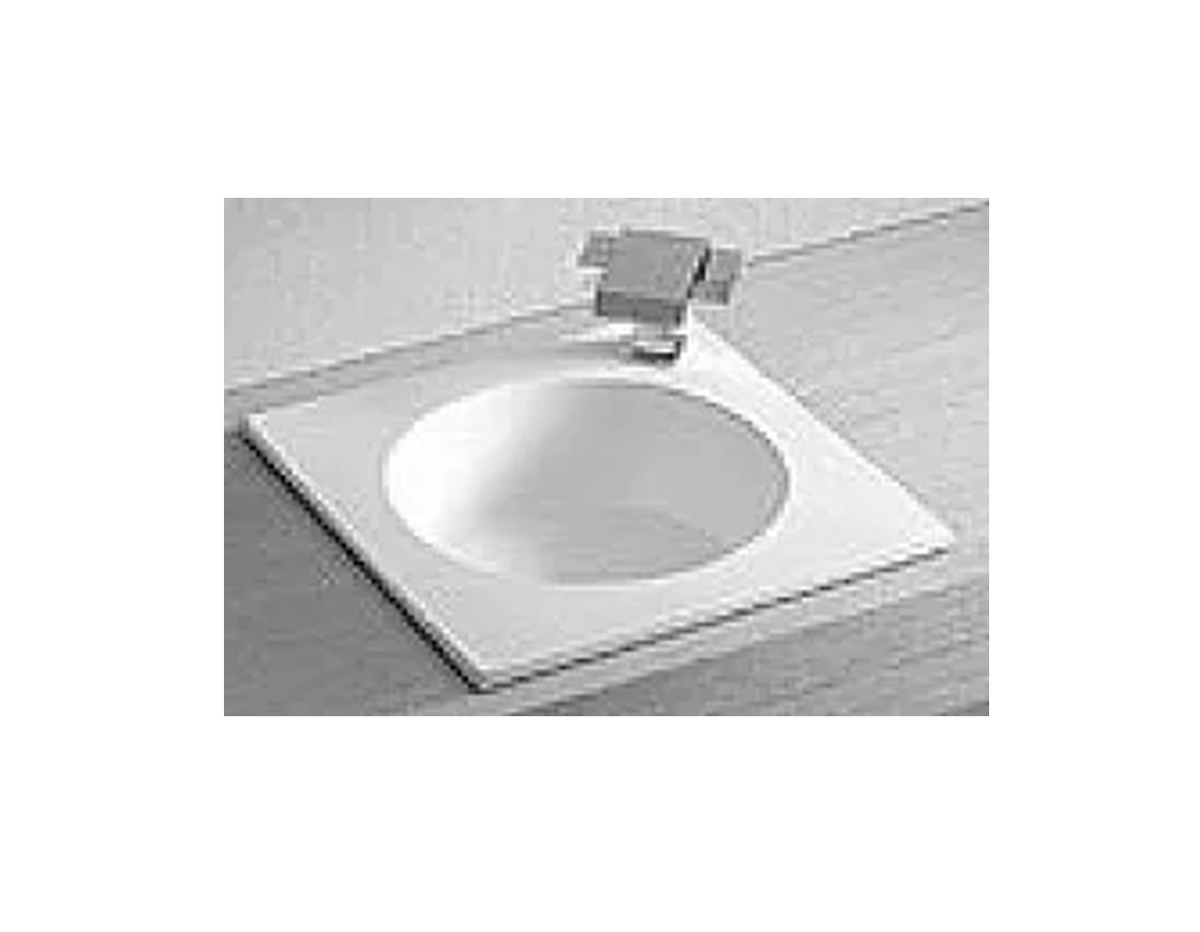 425*425*145 KROHLI Square Round Insert White Gloss Counter Basin - Tap Provision
