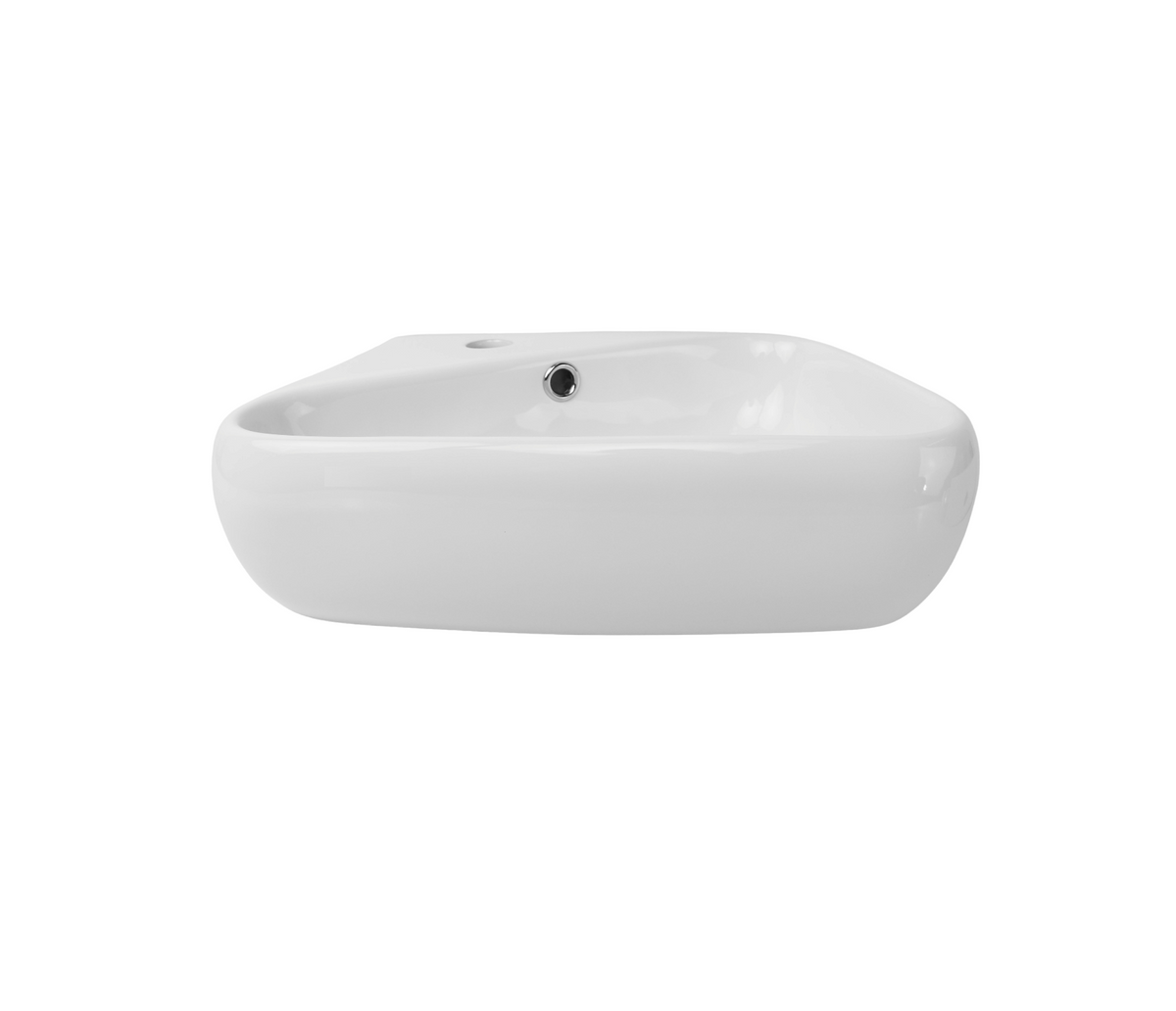 450*275*150/125 KROHLI Wall Hung Rounded Rectangle White Gloss Ceramic Basin with Overflow - Tap Provision