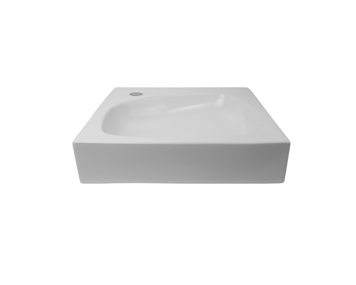 400*400*90 KROHLI Square White Gloss Counter Basin - Tap Hole Provision