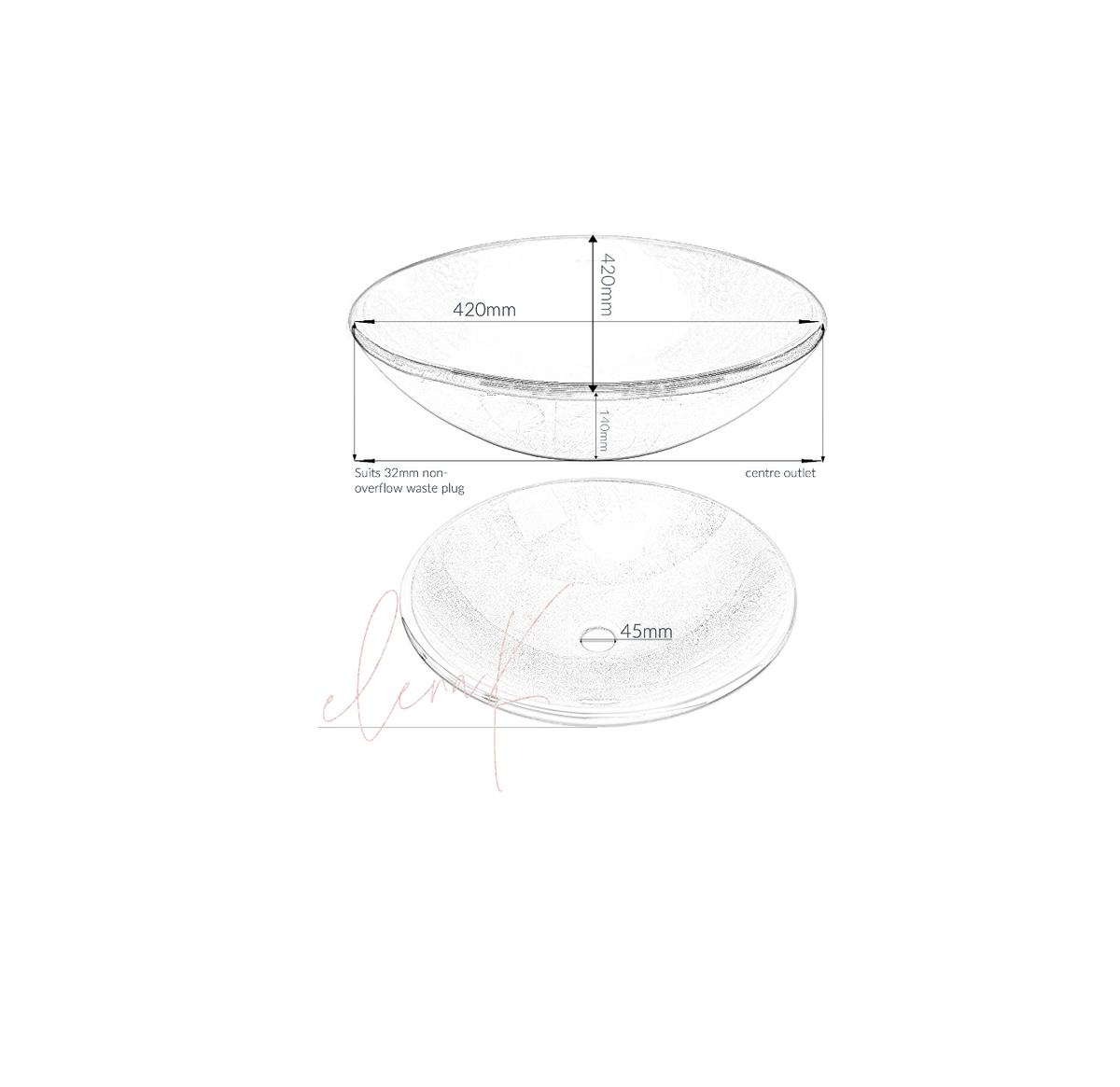 MIDNIGHT RED 420*140 Red Marble Vein Round Double Layer Tempered Glass Vanity Basin