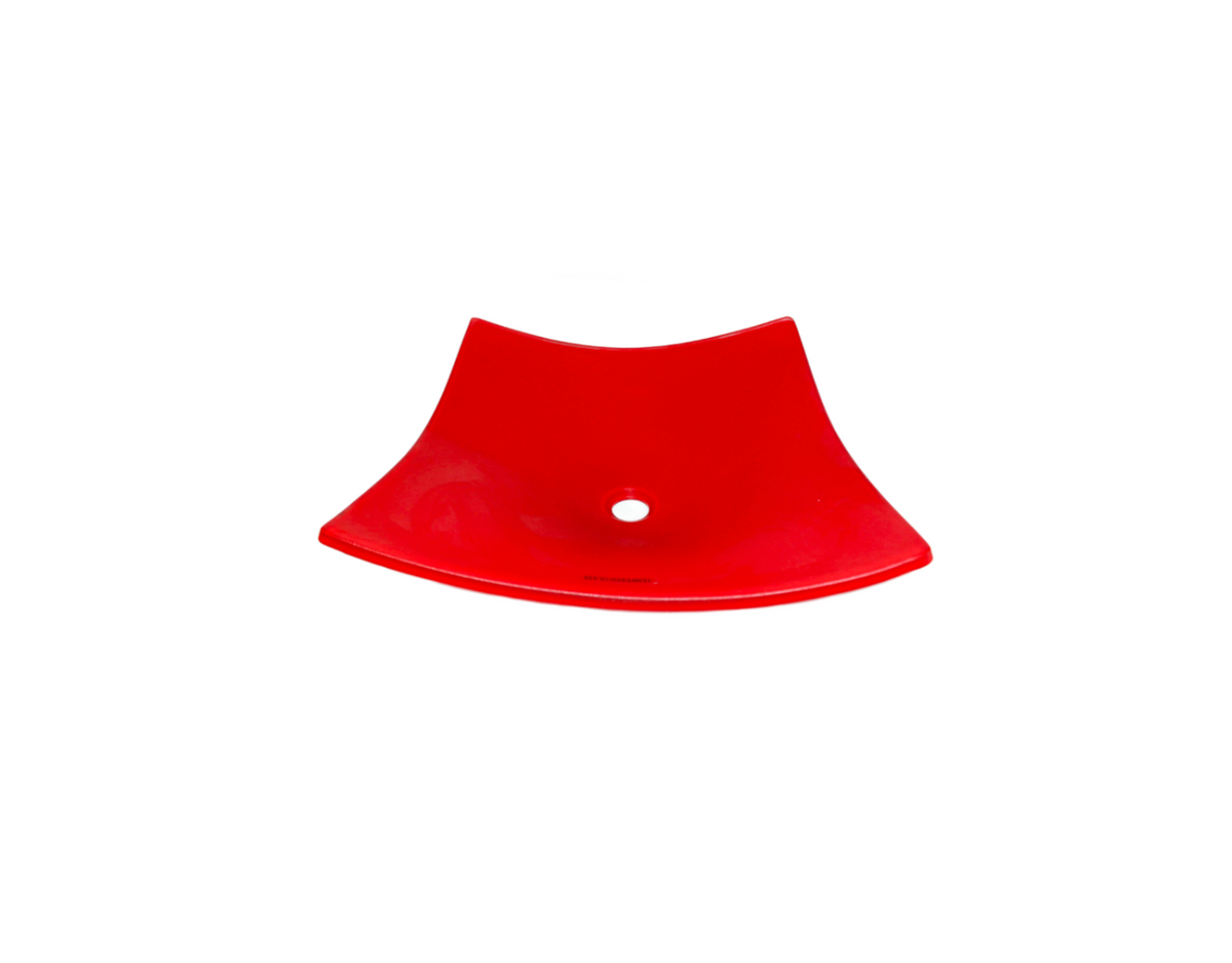 CONAN RED 470*470*135 Red Tapered Square Tempered Glass Vanity Basin