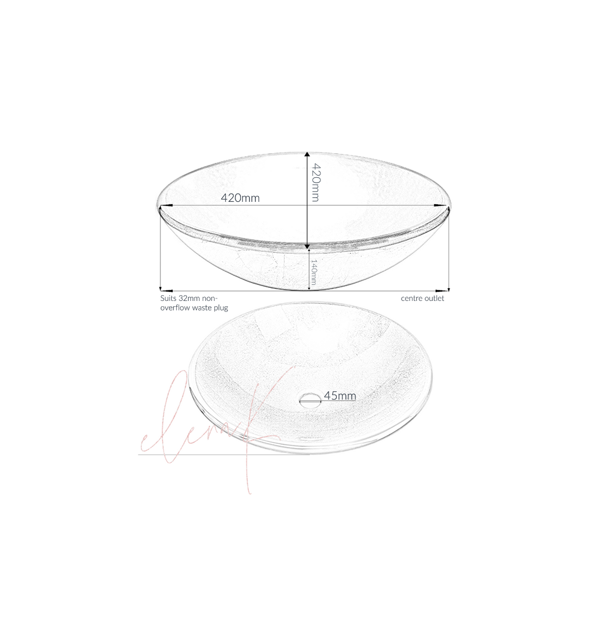 ORANGE ZEST 420*140 Orange * Yellow Round Tempered Glass Countertop Vanity Basin
