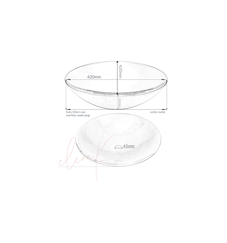 MILAN 420*140 Purple Round Tempered Glass Countertop Vanity Basin