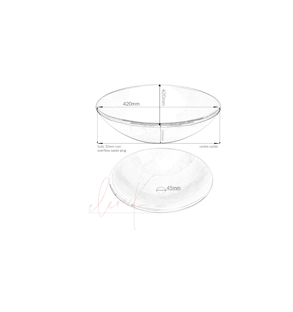VIENNA 420*140 Red * Purple/Pink & Black Round Tempered Glass Countertop Basin
