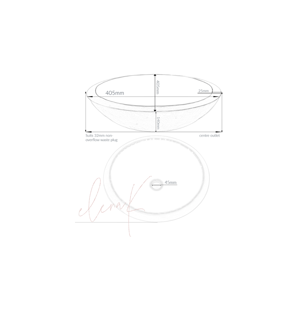 RAVEN 405*140 Green * Night Black Round Thick Edge Tempered Glass Countertop Vanity Basin