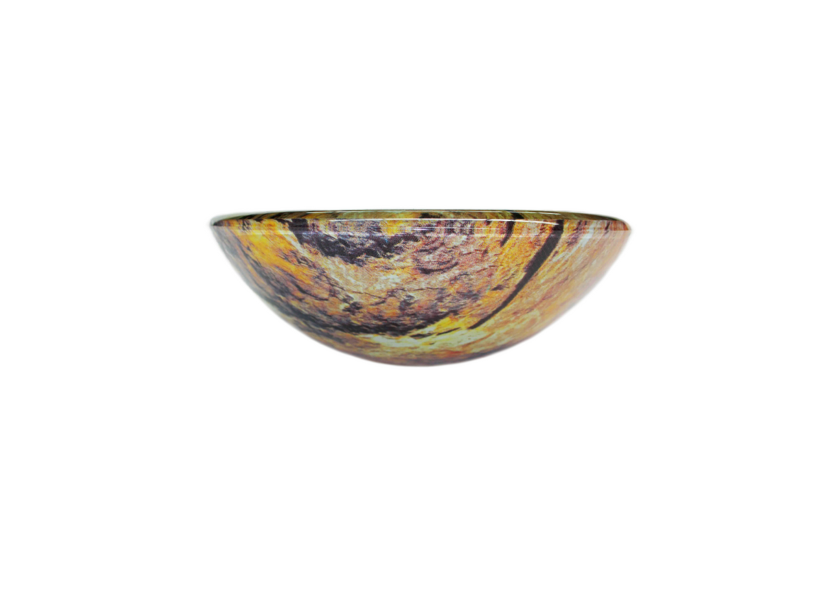 AUTUMN (S) 310*115 Brown * Earthen Compact Round Double Layer Tempered Glass Countertop Vanity Basin