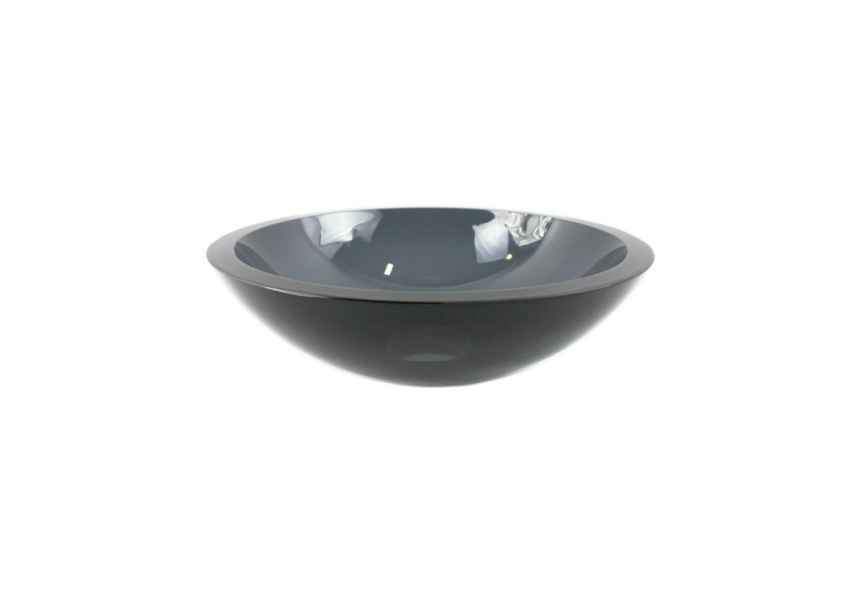 MIDNIGHT SHADE (COMPACT) 310*130*19 Black Semi-Translucent Thick Edge Tempered Glass Countertop Vanity Basin