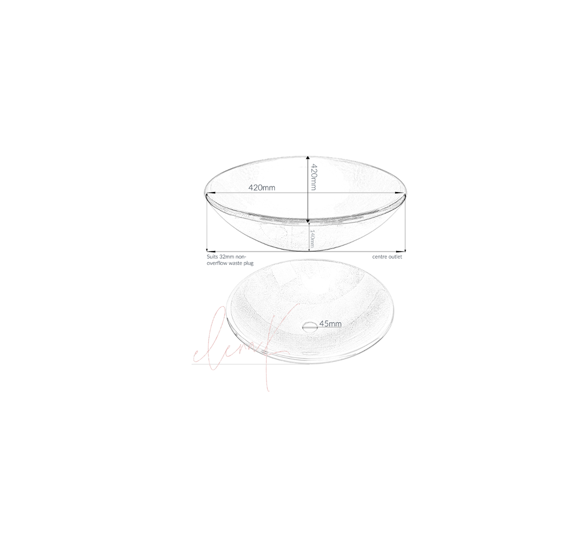 TORNADO 420*140 Black * Silvery Gold Round Tempered Glass Countertop Basin