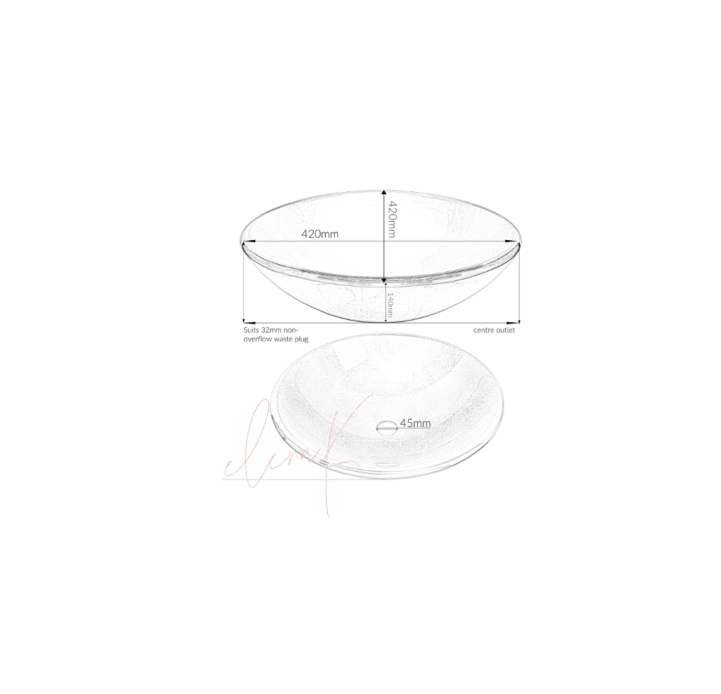 BRIE STREAK 420*140 Brown Round Tempered Glass Countertop Vanity Basin