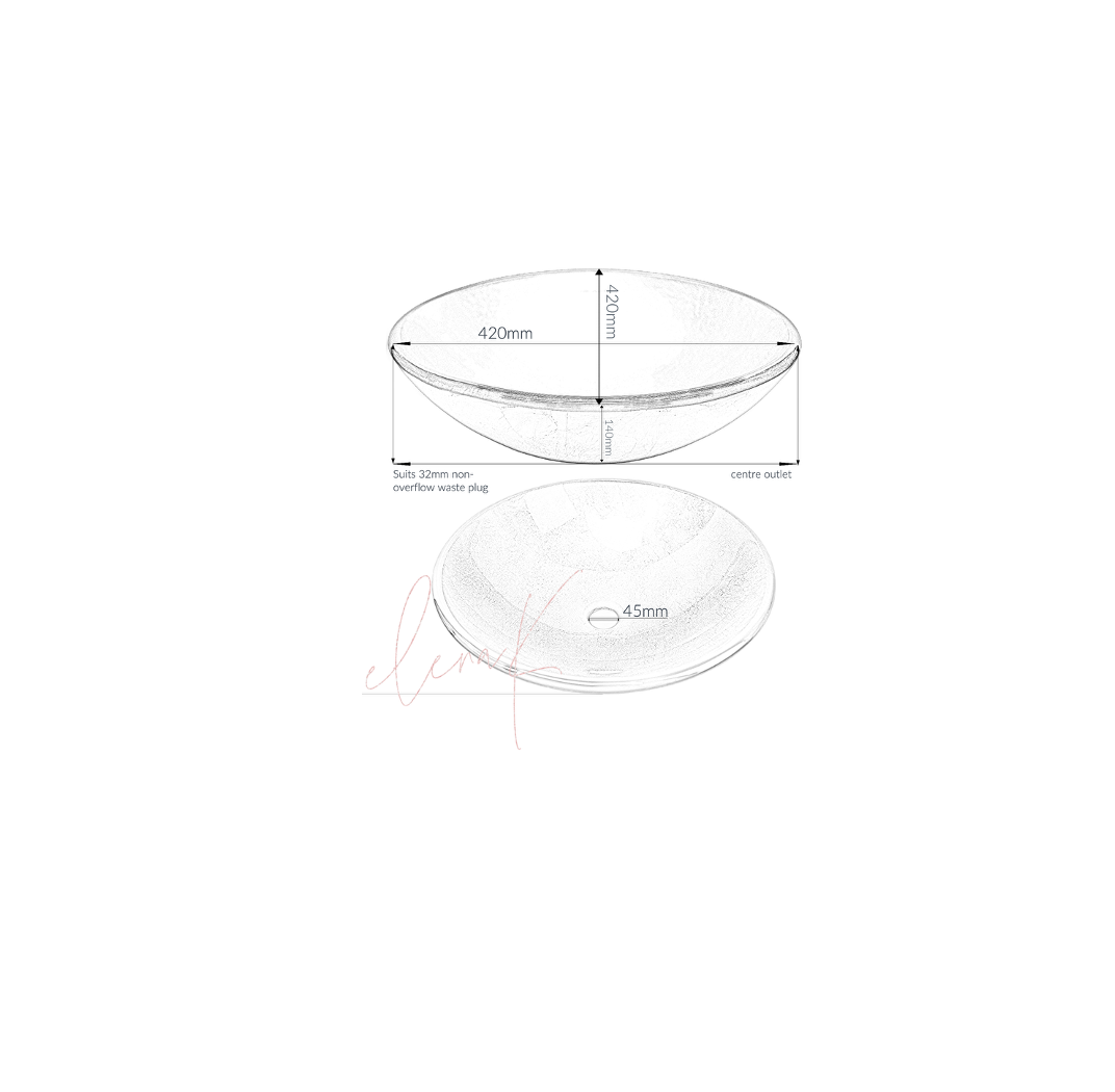 FIRESTORM 420*140 Brown * Orange * Gold Round Tempered Glass Countertop Vanity Basin