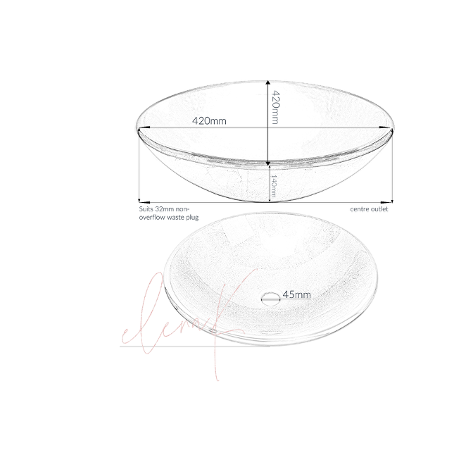 WHITE SHADE 420*140 White Frosted Round Tempered Glass Countertop Vanity Basin
