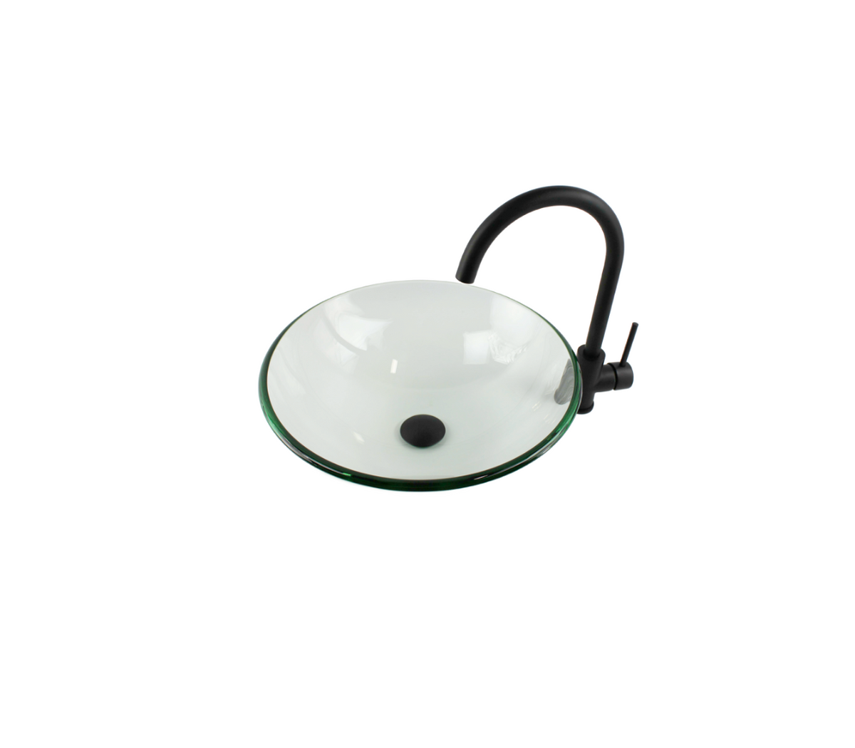 CLEAR SWISS (S) 350*135 Compact Translucent Round Tempered Glass Countertop Vanity Basin