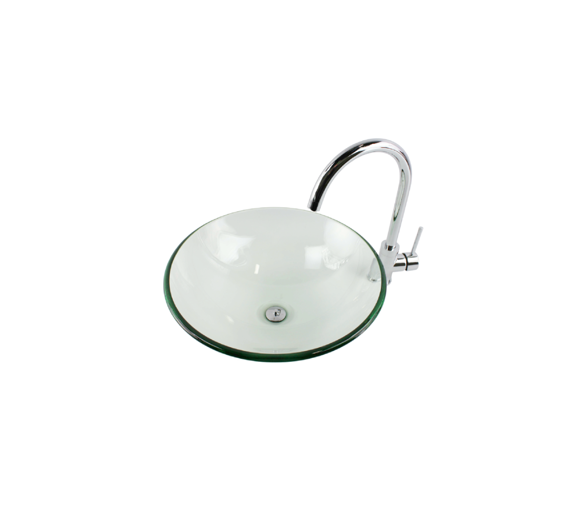 CLEAR SWISS 420*140 Translucent Round Tempered Glass Countertop Vanity Basin