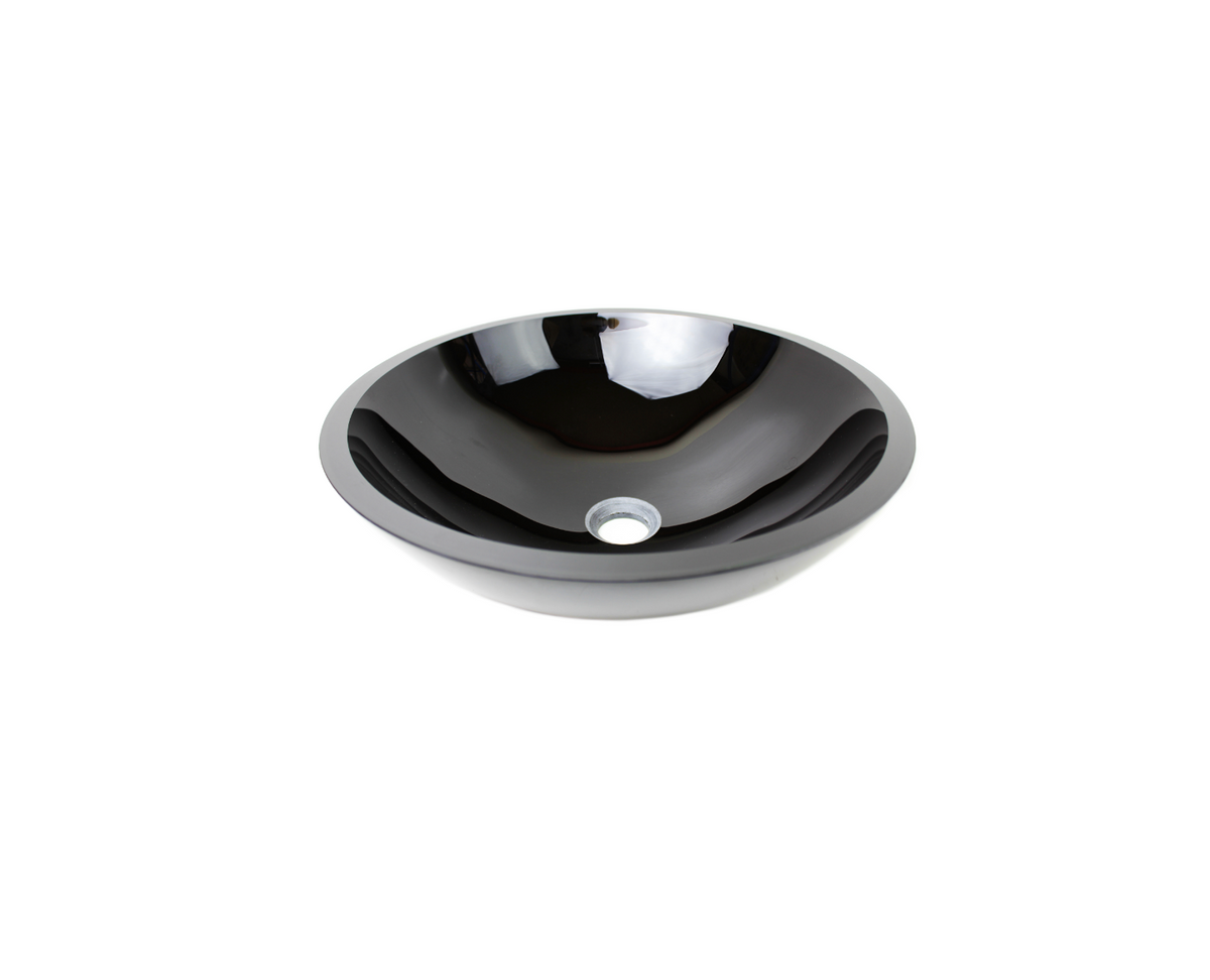 NERO VOID 420*135*19 Black Thick Flat Edge Double Layered Tempered Glass Countertop Vanity Basin