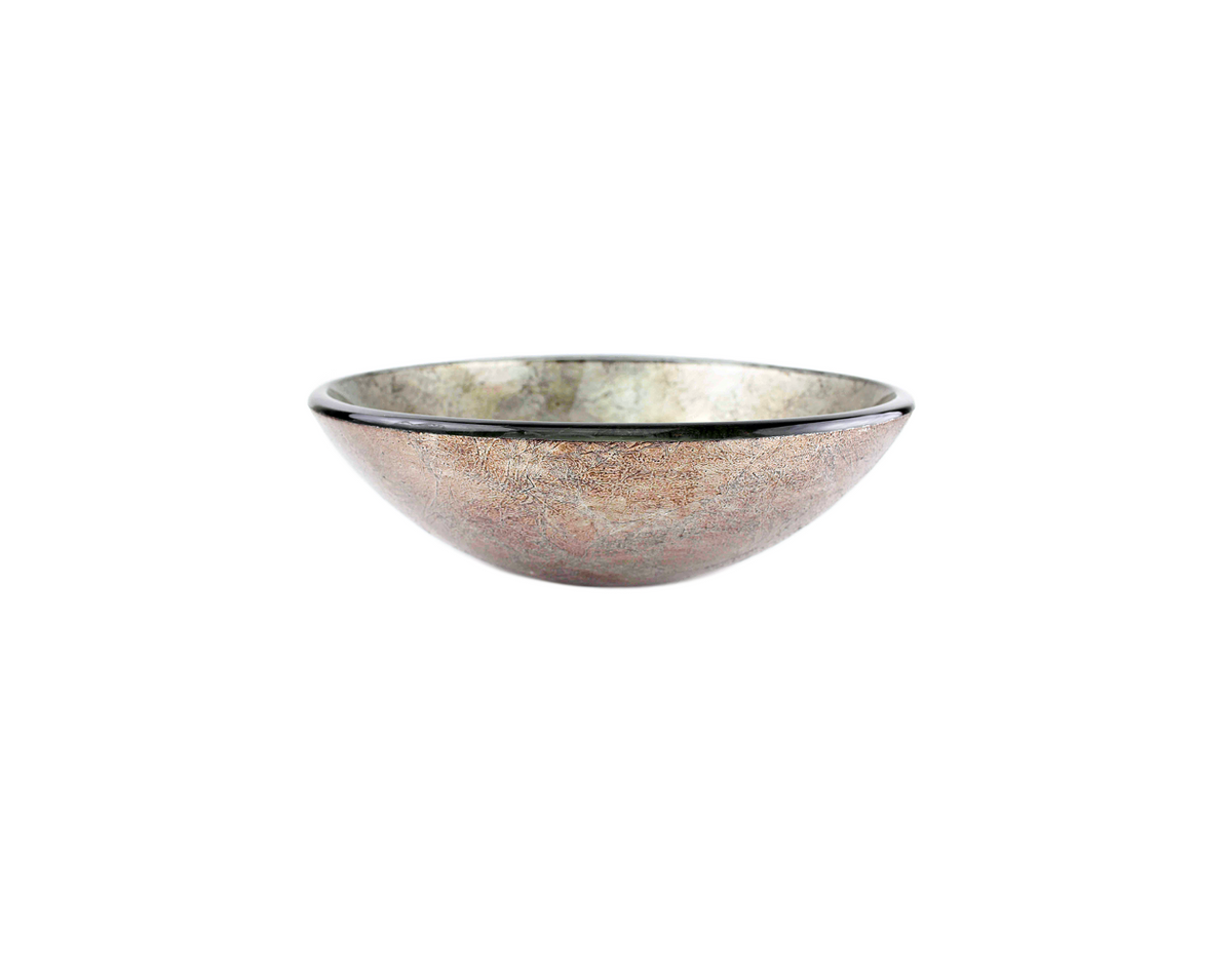 SPICE 420*140 Champagne Silver Multi Speckled Round Tempered Glass Countertop Vanity Basin