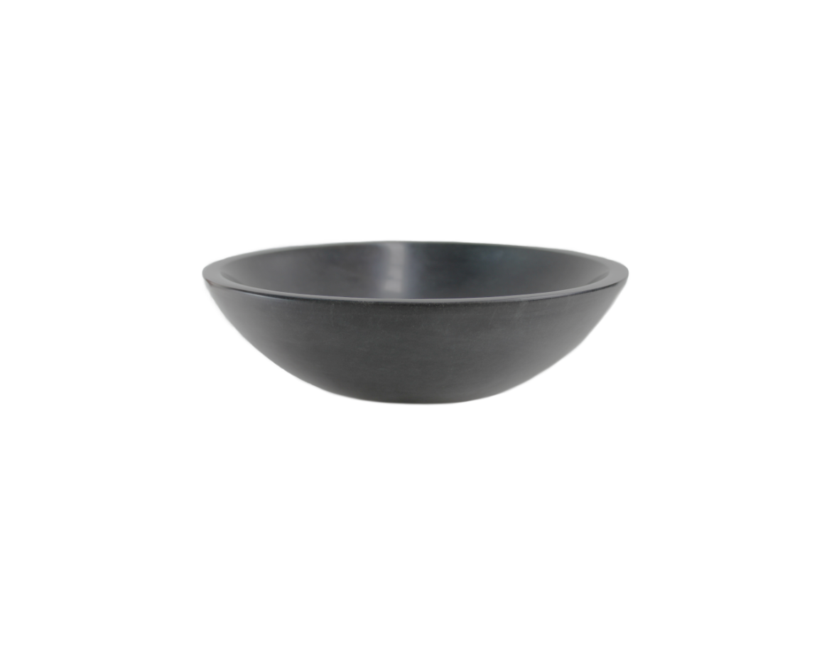 CIRCLA 420*140 Solid Black Marble Round Countertop Vanity Basin