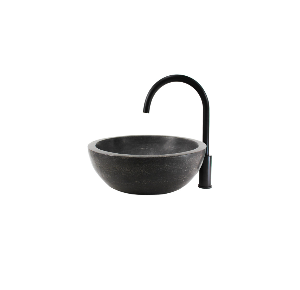 APOLLO CHARCOAL GREY (THICK EDGE) 400*120 Round Matte Blue Stone Marble Countertop Vanity Basin