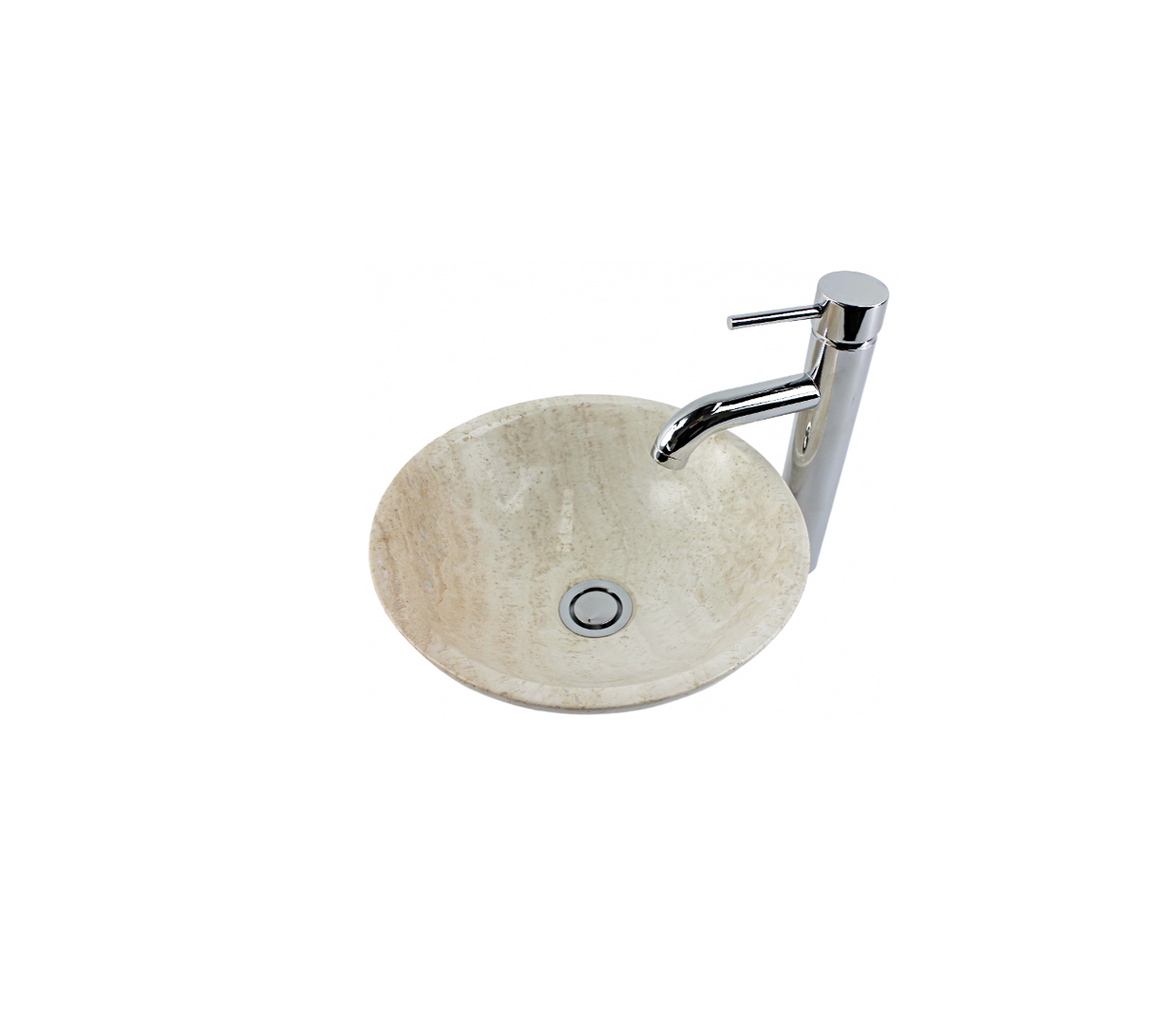 TRAVERTINE 325*120 Compact Creamy White Cavity Natural Stone Round Marble Countertop Vanity Basin