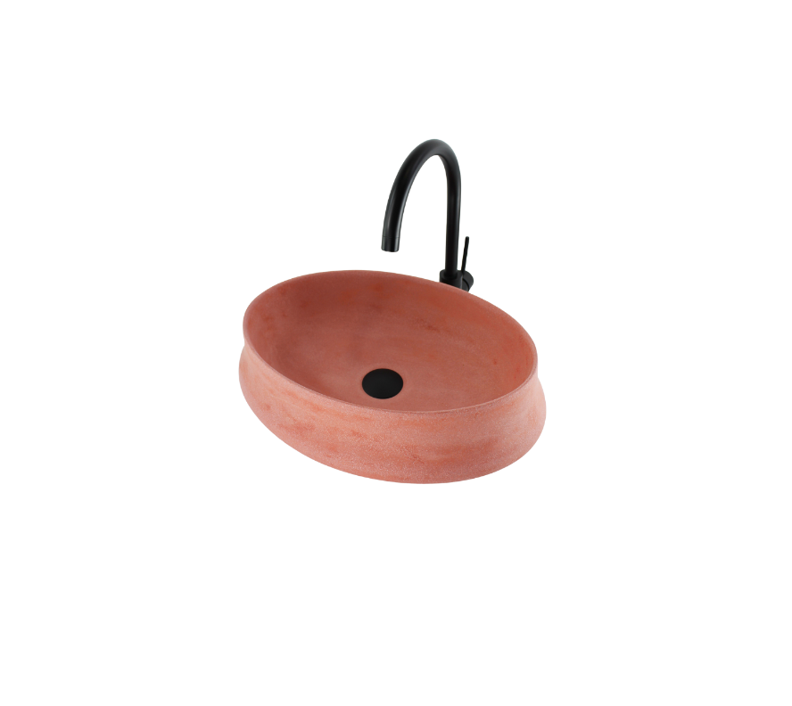 510x365x135 Kheub Terrazzo Oval Matte Blush Pink Countertop Vanity Basin