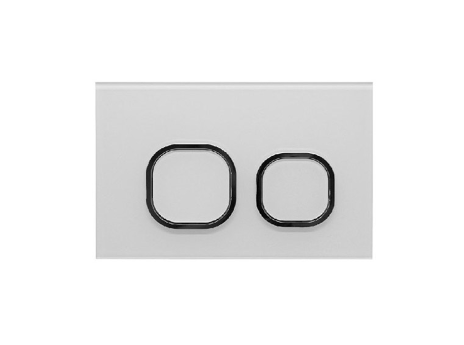 WHITE SQUARE/ROUND (chrome outline) GLASS INWALL CISTERN BUTTON