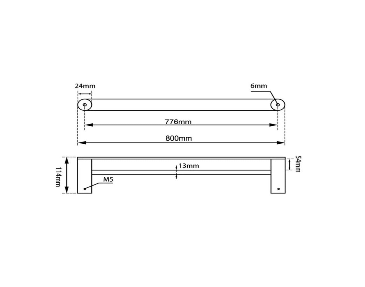 Indi 800mm Double Towel Rail - Available in 4 colours