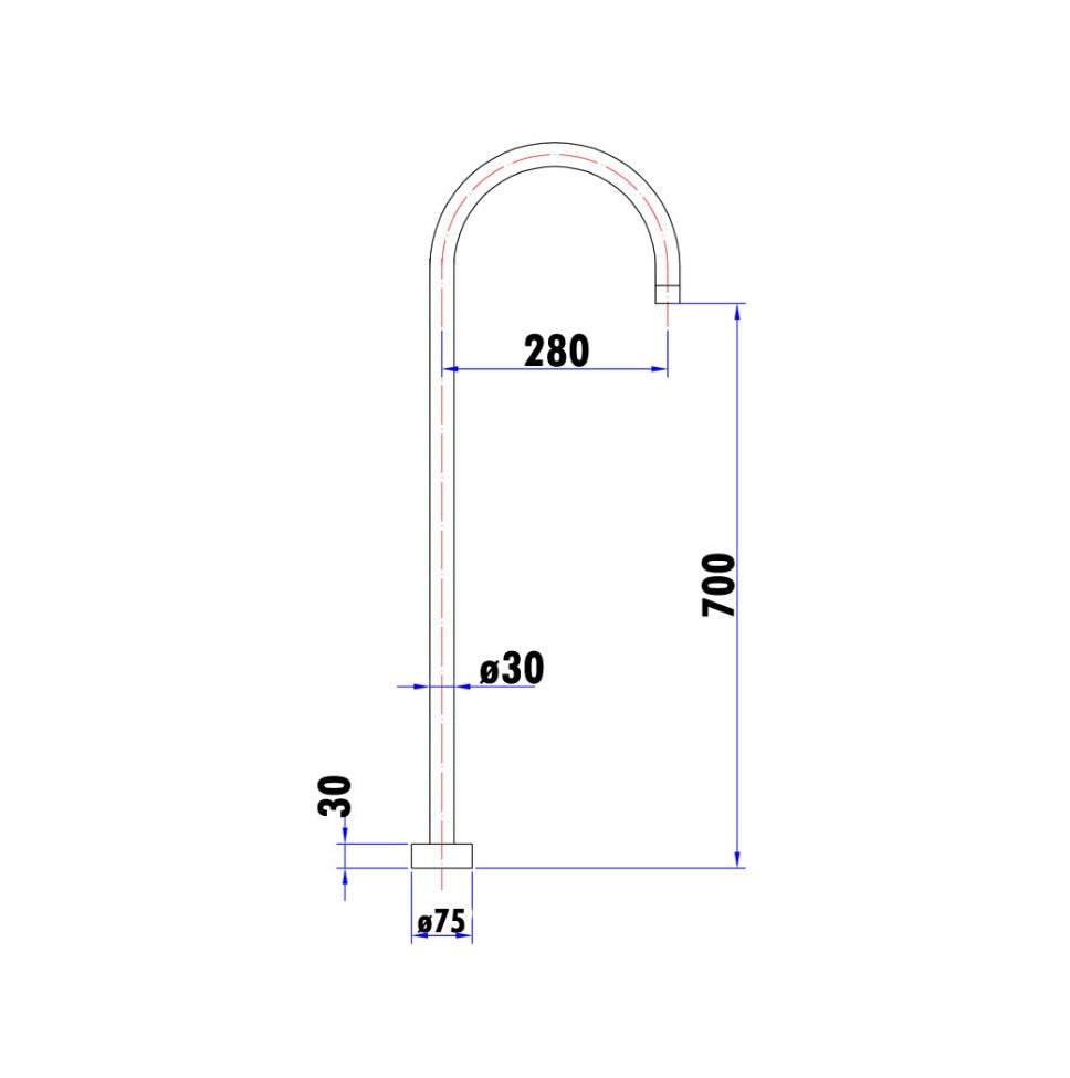 Nouveau Floor Mounted Bath Spout - Available in 6 Colours