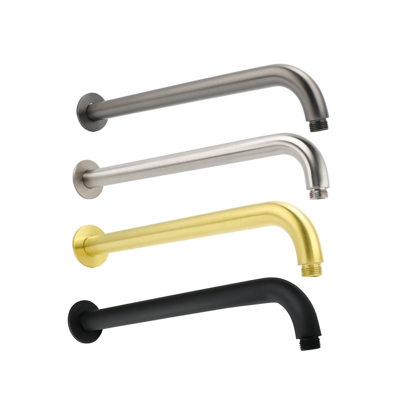 355mm Straight Curve Round Wall Shower Arm - Available in 5 Colours