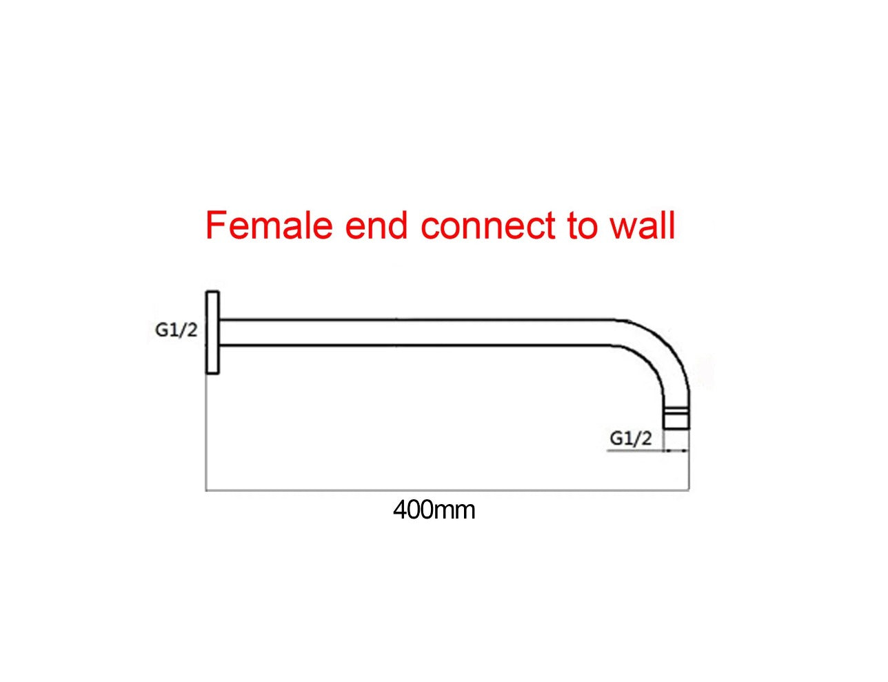 400mm Straight Curve Round Wall Shower Arm - Available in 6 Colours