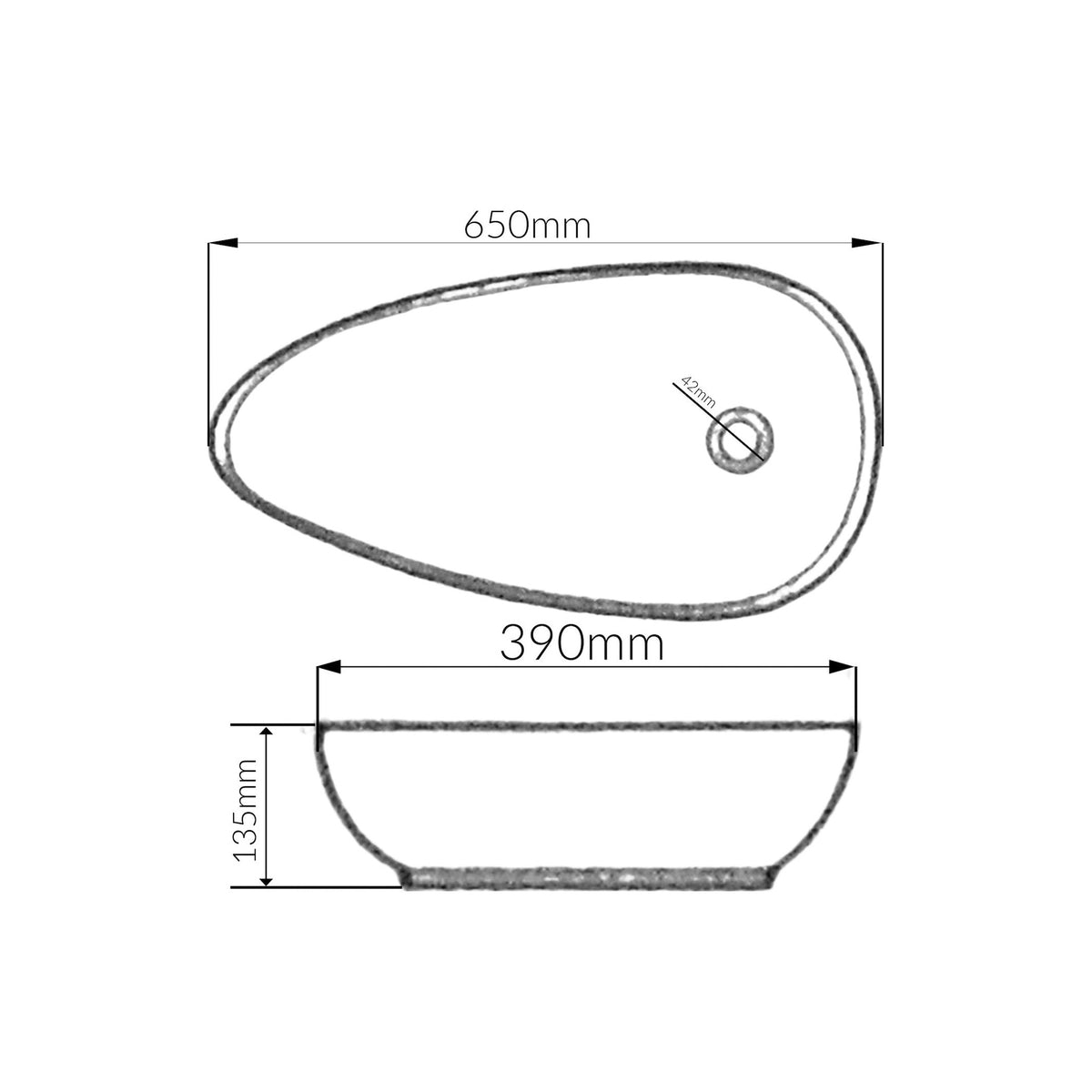KHEUB TEARDROP CURVED BASIN 650*390*135
