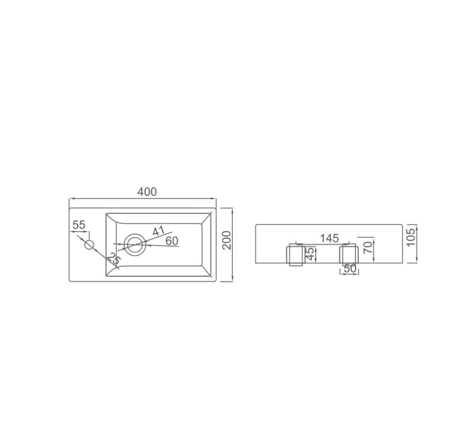 MINI Wall Hung Basin Left Hand Tap