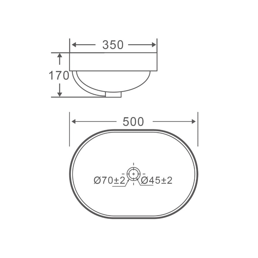 VIVO Semi Insert Basin Gloss White Oval