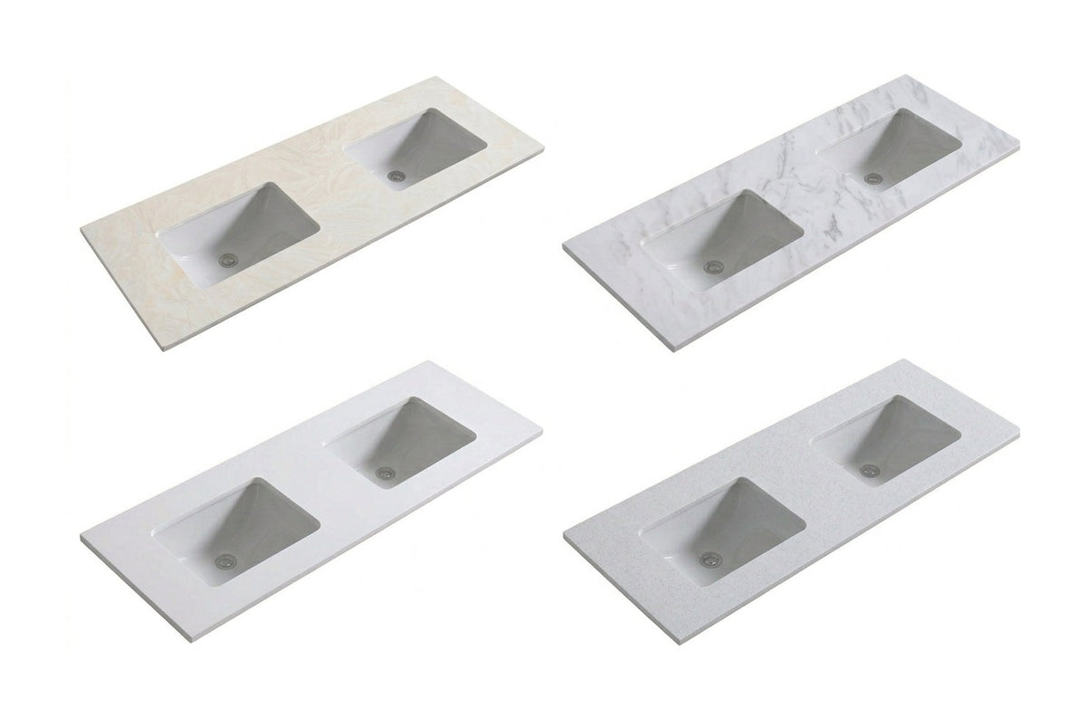 1800 x 460 x 18mm Reconstituted Stone Top with Undermount Double Basins