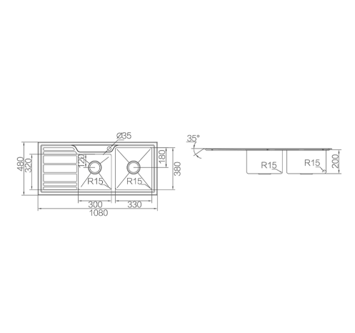 STAINLESS 1080 DOUBLE BOWL SINK