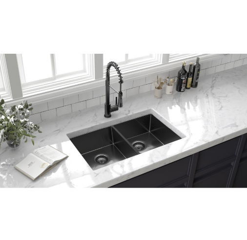 GUNMETAL 760 STAINLESS DOUBLE BOWL SINK