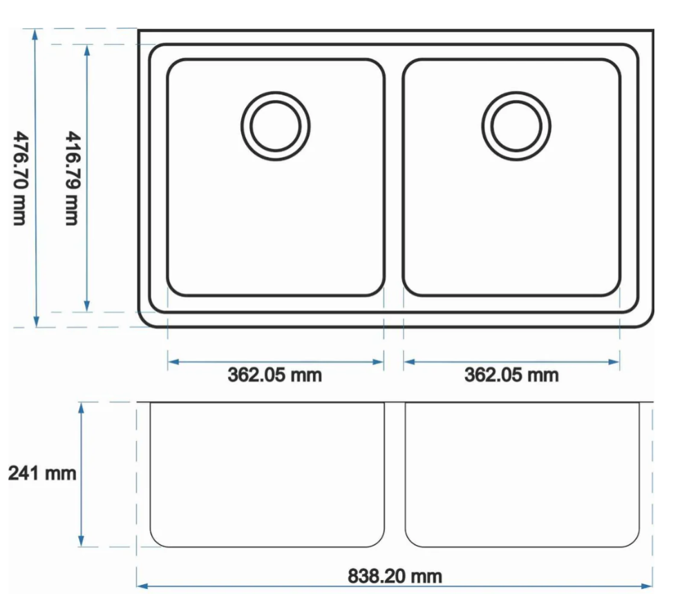 GRANITE 840 DOUBLE BOWL SINK BLACK MATTE