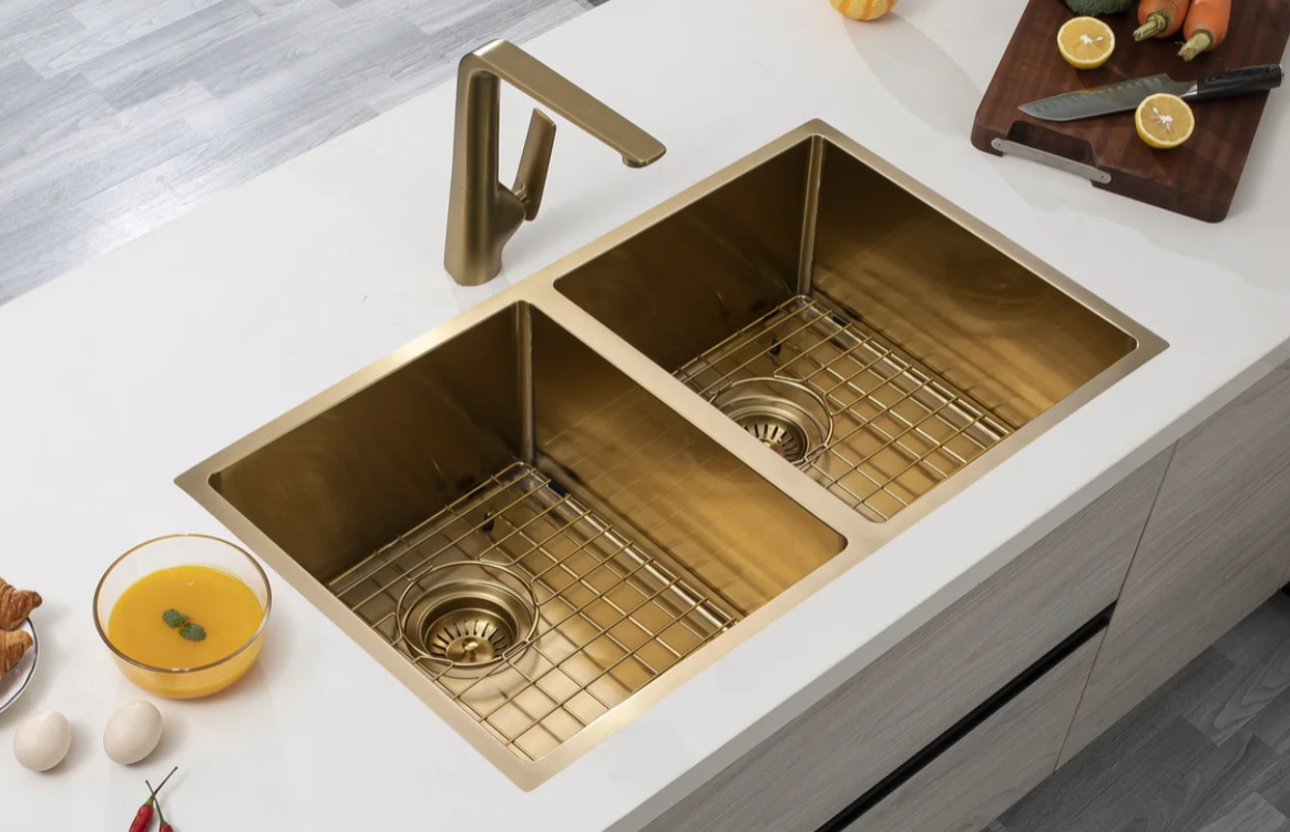 GOLD STAINLESS 820 DOUBLE BOWL SINK