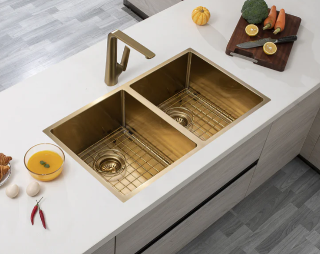 GOLD STAINLESS 770 DOUBLE BOWL SINK
