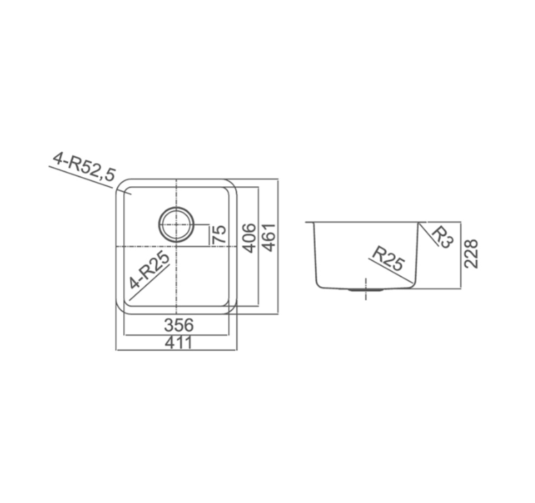 STAINLESS 411 UNDERMOUNT SINK