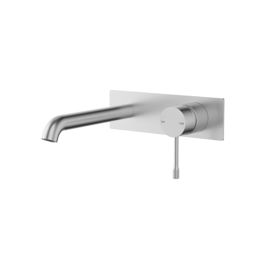 Luxe Slimline 180mm Wall Basin Mixer with Spout with backing plate - Available in 4 Colours