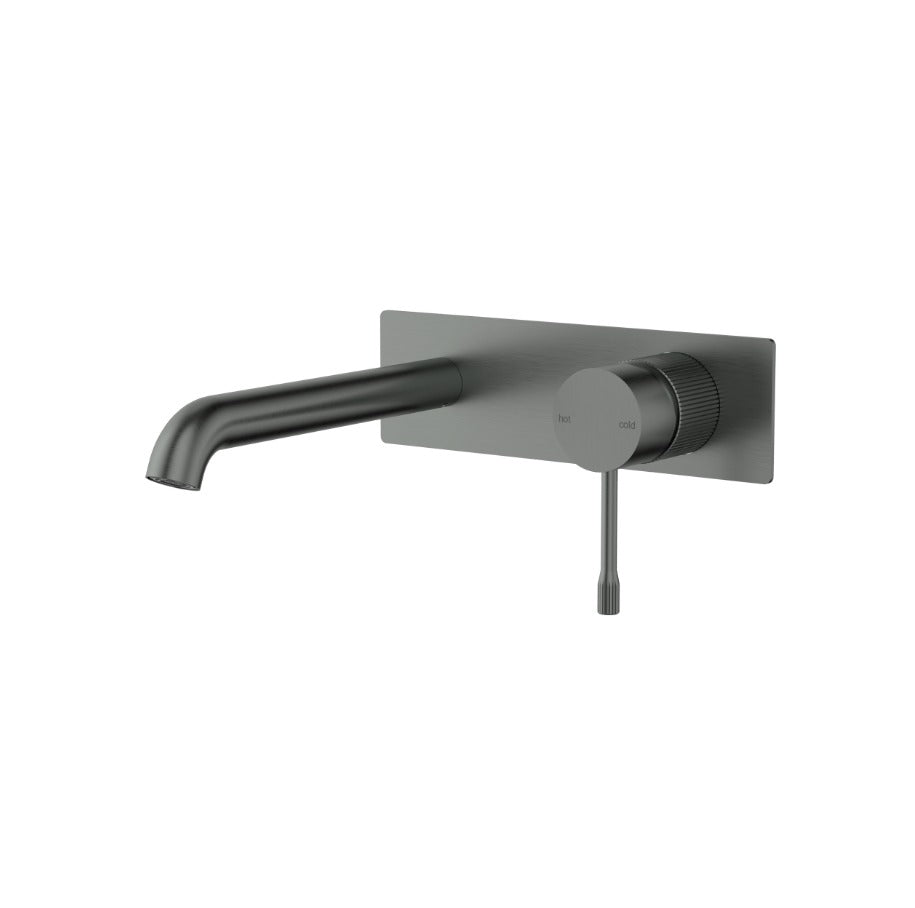 Luxe Slimline 180mm Wall Basin Mixer with Spout with backing plate - Available in 4 Colours