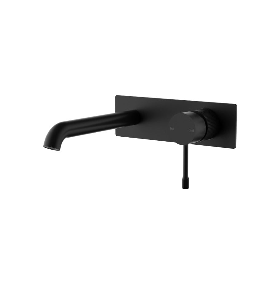 Luxe Slimline 220mm Wall Basin Mixer with Spout with backing plate - Available in 4 Colours
