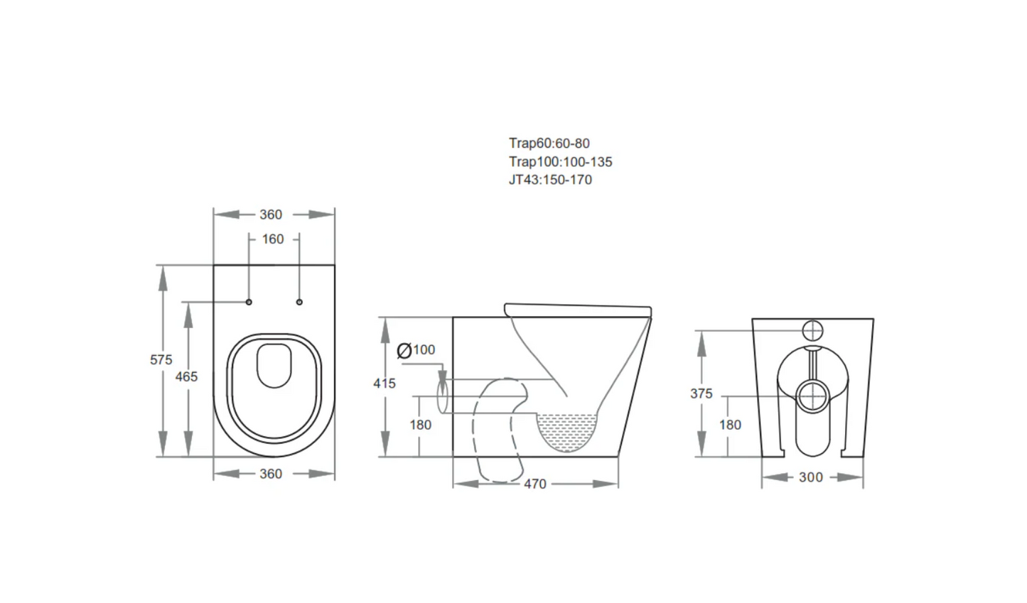 NEO RIMLESS IN WALL TOILET PAN